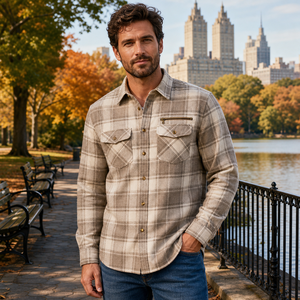 Fabricant de chemises en flanelle pour hommes en gros, chemises à carreaux personnalisées pour importateurs de vêtements, commandes en gros sous marque privée pour marques de vêtements - Product Image 1