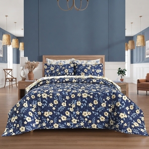 Juego de Cubrecamas Nordic Flora de 3 Piezas, Diseño Sólido con Pespunte en Diamante, Mezcla de Algodón T-150, Ropa de Cama para Toda Temporada, Uso Doméstico, Estilo Duradero - Product Image 2