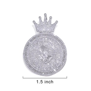 Collar de Plata 925 con Colgante de Corona de Moissanita para Hombre, Joyería Cristiana de Lujo con Incrustaciones de Piedras - Product Image 6