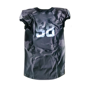Uniforme de football américain imprimé sur mesure, maillot noir sans manches numéro 58, pantalon ajusté anti-humidité, taille élastique - Product Image 2