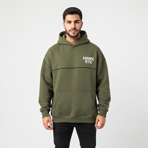 Sudadera con Capucha Oversize para Hombre, Estilo Urbano, Hombros Caídos, Logotipo Personalizado, Venta al por Mayor, Alta Calidad, Color Verde Oliva, Sudadera Moderna para Hombre - Product Image 1