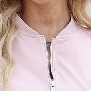 Full Sleeve Zipper Closure Stand Collar Casual Outerwear Bomber <b>Jacket</b> Custom Logo <b>Lightweight</b> Full Zipper <b>Women</b> Bomber <b>Jacket</b> - Product Image 4