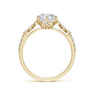 Anillo de Compromiso con Diamante Cultivado en Laboratorio de Corte Ovalado Certificado por IGI, con Piedras Laterales Florales, en Oro de 10K, 14K, 18K, Plata 925, 935 - Product Image 4