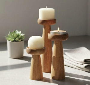 Rustic Solid Wood Candle Holder <b>Lantern</b> Vintage Candle Holder <b>Lantern</b> Nordic Glass Retro Candle for Home Decoration - Product Image 5