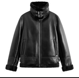 Chaqueta de cuero PU para hombre, estilo motociclista, con solapa, tipo traje de vuelo. - Product Image 1