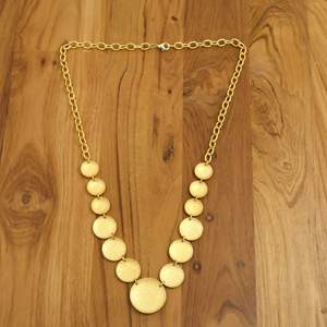 Gold Plated Brass Graduated Disc <b>Necklace</b>, Handmade Textured Coin <b>Statement</b> <b>Necklace</b> bohemian Chunky Chain <b>Necklace</b> - Product Image 4