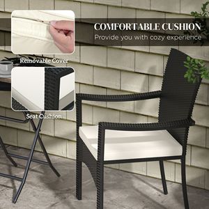 Set di Mobili da Esterno in Vimini Bianco con Cuscini per Veranda, Cortile e Giardino, con Tavolo e Sedie in Ferro per Ospedali - Product Image 5