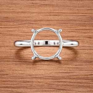 Base de monture de bague semi-montée en argent sterling 925, ronde de 10 mm, à griffes, faite à la main, nouvelle base de bijoux vierge, pour monture de bague personnalisée - Product Image 6