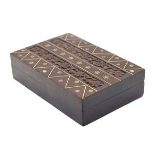 Elegante Caja Decorativa de Madera y Metal Tallada a Mano para Joyas y Recuerdos, con Tapa con Bisagras, para Decoración del Hogar, Regalo de Boda - Product Image 5