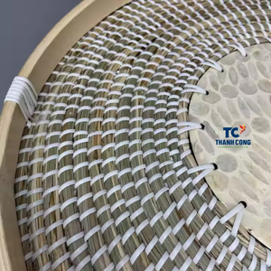 Bandeja de algas marinas y bambú más vendida con cubierta de comida Base de incrustaciones de lino y fregona La mejor bandeja para el hogar para la sala de estar - Product Image 3