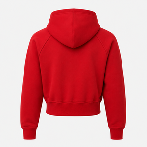 <b>Women's</b> <b>Red</b> Regular <b>Hoodie</b> Full Sleeve Zipper up 100% Cotton Solid Color Winter Casual Waterproof Front Logo Sweatshirt - Product Image 2