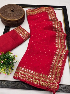 Dernier concepteur de qualité supérieure Georgette Saree Broderie florale Travail Style moderne Imprimé Pallu pour Party Wear-Meilleur tarif de gros - Product Image 6