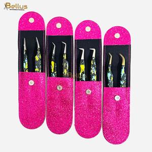 Pinzas de alta precisión con punta de fibra y brillantina rosa para extensión de pestañas de volumen ruso, herramienta de 90 grados - Product Image 5