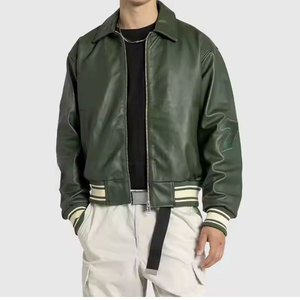 Veste bomber en cuir sur mesure, respirante et confortable pour homme, manches longues, best-seller, veste d'hiver pour homme - Product Image 3
