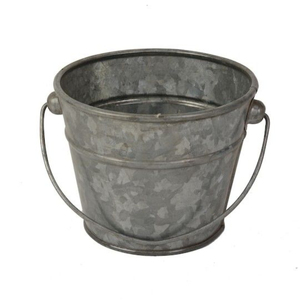 Seau en métal galvanisé avec poignée, style vintage farmhouse, pot à plantes en zinc pour la décoration de jardin, best-seller de la décoration intérieure - Product Image 2