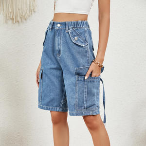 Shorts en jean taille haute décontractés à cinq poches, prêts à être expédiés - Product Image 3