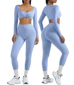 Ensemble de sport pour femmes en deux pièces respirant 100% polyester, veste zippée à manches longues, tenue de sport - Product Image 3