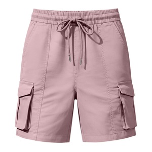 Short cargo d'été pour femme en toile tissée lavée, très respirant, six poches, taille mi-haute, longueur genou, braguette zippée, fermeture boutonnée, coupe ample - Product Image 1