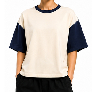 Wholesale Heavy Cotton Boxy T <b>Shirt</b> for Women Custom Short Sleeve Streetwear Tee Relaxed Fit OEM ODM Private Label Manufacturer - Product Image 3