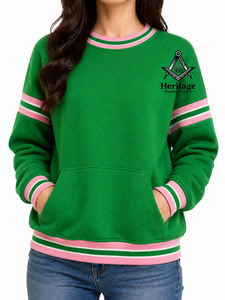 Sweat-shirt en molleton de coton personnalisé et écologique pour femme, broderie Alpha Kappa HMR, col rond, hiver - Product Image 4