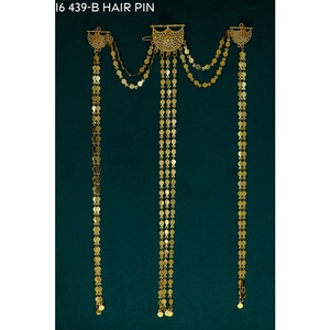 Pasador de pelo con cadena chapada en oro árabe para mujer, pasador de pelo con cadena para novia de Oriente Medio, joyería de pasador de pelo con cadena para novia de estilo árabe. - Product Image 5