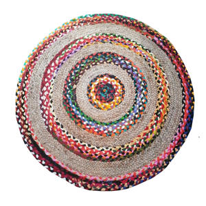 Tapis de jute rond tressé à la main Tapis de jute naturel tressé à la main de luxe avec différents designs et formes d'Inde - Product Image 4