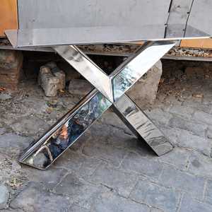 Modern Luxury Marble Top Dining <b>Table</b> with X Shape Metal Legs Gold Finish Designer Hotel Furniture <b>Table</b> - Product Image 2