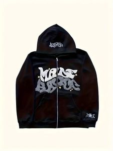 Sweat-shirt à capuche abstrait pour homme, streetwear, coupe classique, imprimé sur le devant, noir, polyester, tissu éponge français, écologique - Product Image 1