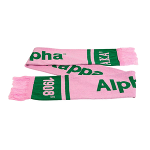 Écharpe en tricot AKA rose et verte, douce et tissée, avec franges, accessoires d'hiver pour sororité grecque, vêtements pour temps froid - Product Image 1