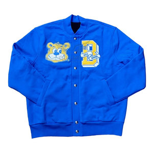 Chaqueta Varsity Azul de Invierno para Hombre y Mujer, Marca Bruins, con Letra D Bordada, Logotipo en el Frente, Estilo Preppy, Corte Regular, Cuello de Béisbol - Product Image 5