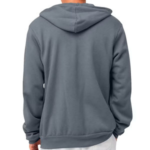 Veste de sport doublée en polaire confortable pour l'automne et l'hiver, streetwear pour homme, sweat-shirt à capuche gris zippé en polaire décontracté - Product Image 2