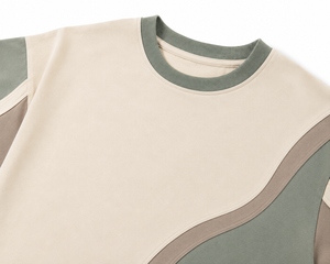Ensemble 2 pièces décontracté homme été Premium Oversized Color Block : T-shirt col rond et short assorti – Tenue personnalisable OEM ODM - Product Image 2