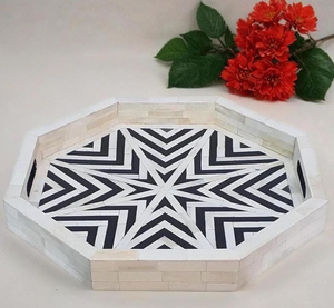 High Quality Handcrafted Natural Bone Inlay Rectangular Serving Tray Latest Home Design - Product Image 3