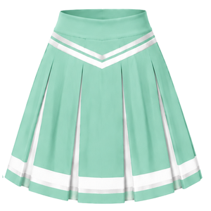 Falda Plisada Verde Menta para Animadoras con Ribete de Rayas Blancas, Uniforme Deportivo para Mujeres y Niñas - Product Image 2