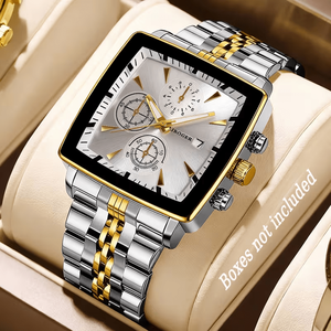 Nouvelle montre à quartz pour homme tendance, carrée, en acier inoxydable, avec chronographe lumineux et affichage du cadran à aiguilles B912 - Product Image 6