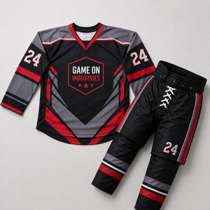 Black Red Color Professional Sublimated Jersey with Protective Hockey Pants Team Performance Sportswear Ice Hockey Uniform - Product Image 1