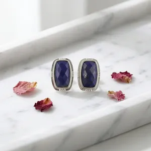 Trendy Punk Style Fashion Jewelry 18k <b>Silver</b> Plated Brass Turquoise Labradorite Tiger Eye's Amazonite Lapis Lazuli Bezel Setting - Product Image 2