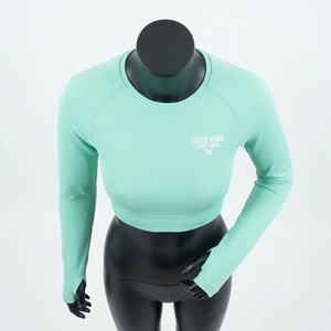 Haut court à manches longues pour femme avec trous pour les pouces, séchage rapide, idéal pour le fitness et l'entraînement - Product Image 6