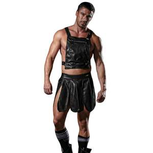 Combinaison intégrale en cuir noir respirante à fermeture éclair pour homme, style seconde peau, extensible, coupe ajustée, sexy, pour clubwear et soirée - Product Image 6