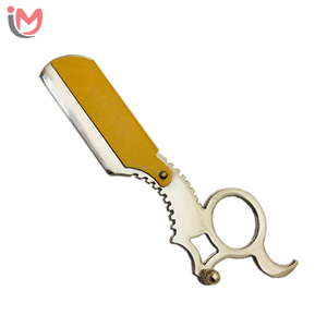 Professional Stainless Steel Barber <b>Razor</b> with Finger Grip Straight Edge <b>Single</b> <b>Blade</b> Mirror Finish for Men's Face Body Shaving - Product Image 1