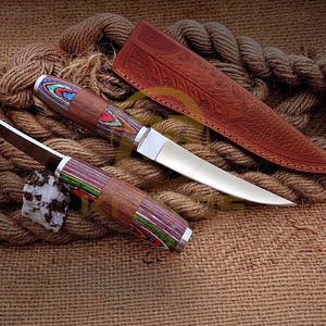 Professional Fillet <b>Knife</b> Colorful Pukka Wood <b>Handle</b> Fish Cleaning <b>Knife</b> OEM ODM - Product Image 1