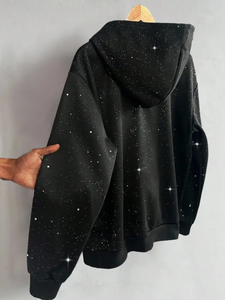 Nouvelle Tendance : Ensembles de sweats à capuche amples et de pantalons de survêtement larges en tissu épais orné de pierres précieuses, effet vintage délavé, personnalisé, effet soleil délavé, déchiré et délavé à l'acide - Product Image 5