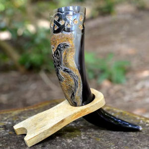 Jarra de Cerveza Viking Horn, Pulida, Moderna, Hecha a Mano, Ajustable y Personalizada para Bodas, Hogar, Hotel, India - Product Image 1