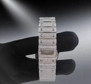 Reloj con Cierre Oculto Plateado, Diamante Moissanita VVS, Esfera Árabe, Acero Inoxidable, para Hombre, Movimiento Automático ETA, Estilo Hip Hop, Corte Brillante Redondo VS1 - Product Image 2