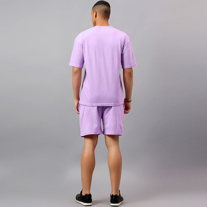 Conjunto de Camiseta y Pantalones Cortos Morados para Hombre, Cuello Redondo, Transpirable, Satinado, 100% Poliéster, Ropa Casual de Verano, Marca Spark, Venta al Por Mayor - Product Image 3