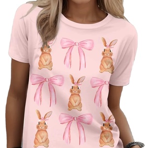 Verano Pascua mujeres divertido conejo 3D estampado camisetas Streetwear Casual moda manga corta Camiseta cuello redondo camisetas Tops ropa - Product Image 1