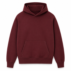 Sudadera con Capucha Personalizada con Logotipo, Color Borgoña, Manga Larga, Diseño con Bolsillo, 100% Algodón, Moda Urbana para Hombre - Servicio OEM - Product Image 1