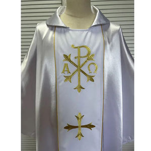 Casulla de Sacerdote Blanca de Satén con Bordado de Cruz 2026, Hecha a Medida, de Alta Calidad, Nuevo Diseño, Casulla Bordada - Product Image 3