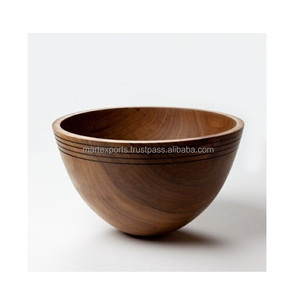 Bol en bois massif rustique, fait main, pour servir des salades, des fruits, des collations, pour la cuisine, la salle à manger, la présentation sur la table - Product Image 5