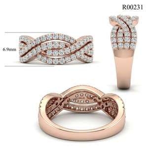 Victorian 18k <b>Rose</b> Gold Diamond Crossover Ring Pavé Set Crisscross <b>Infinity</b> Band Wedding Anniversary Jewelry for Women Birthday - Product Image 4